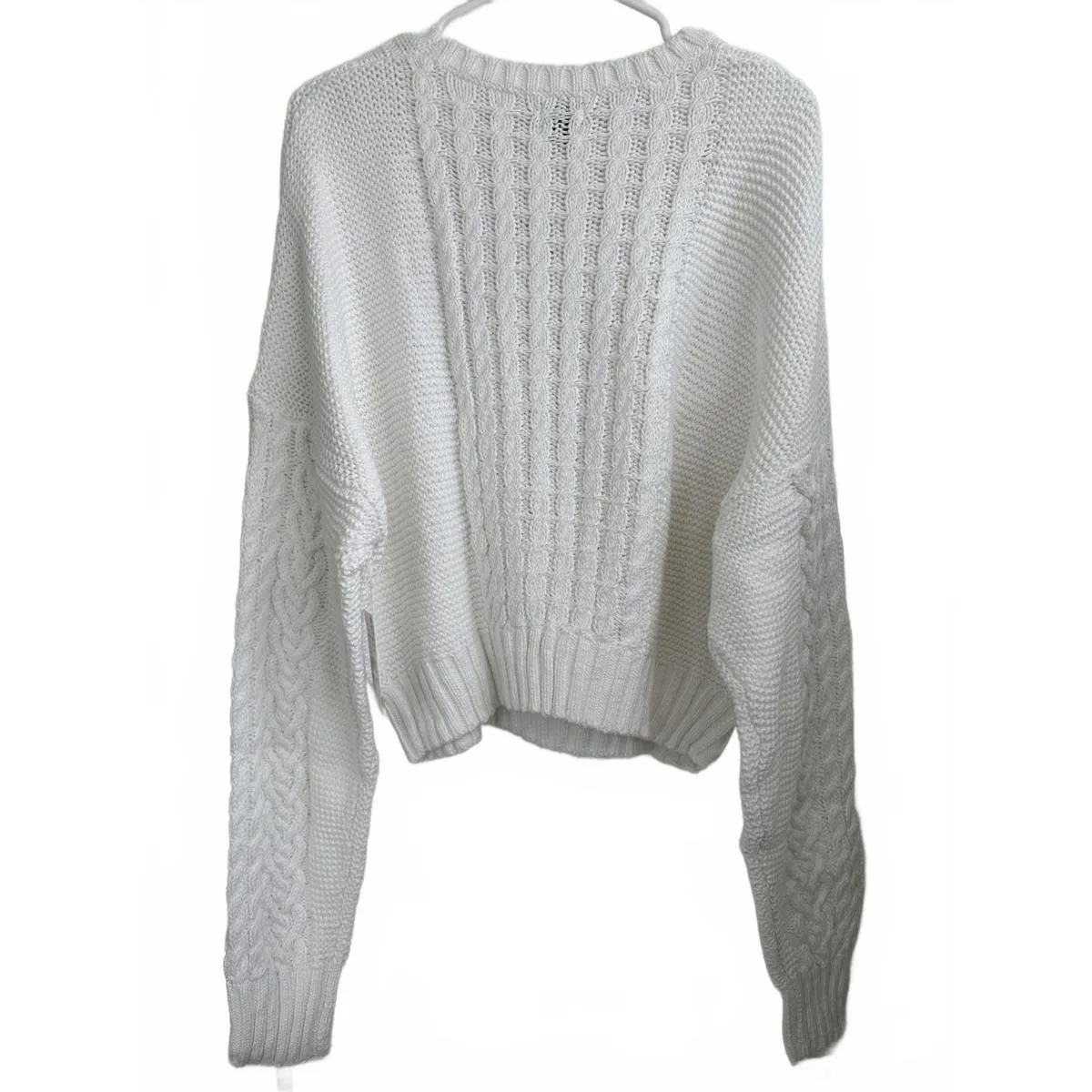 PacSun Cotton Beverly and Beck Heart Cable Knit Crew Neck Sweater White NWT XXL - Image 7