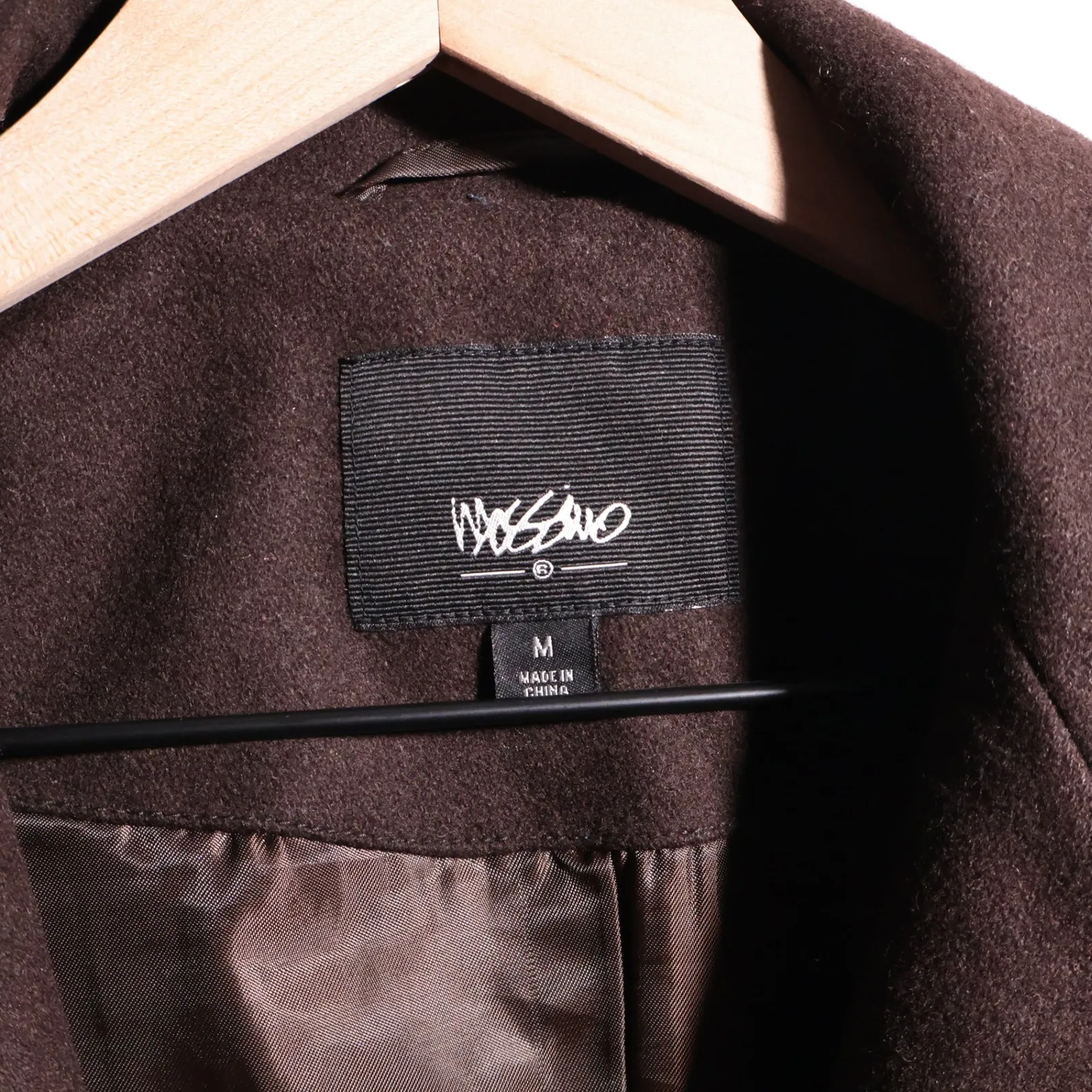 VTG Mossimo Womens Brown Wool Blend Coat M Snap Front Earth Tone Academia Y2K - Image 3