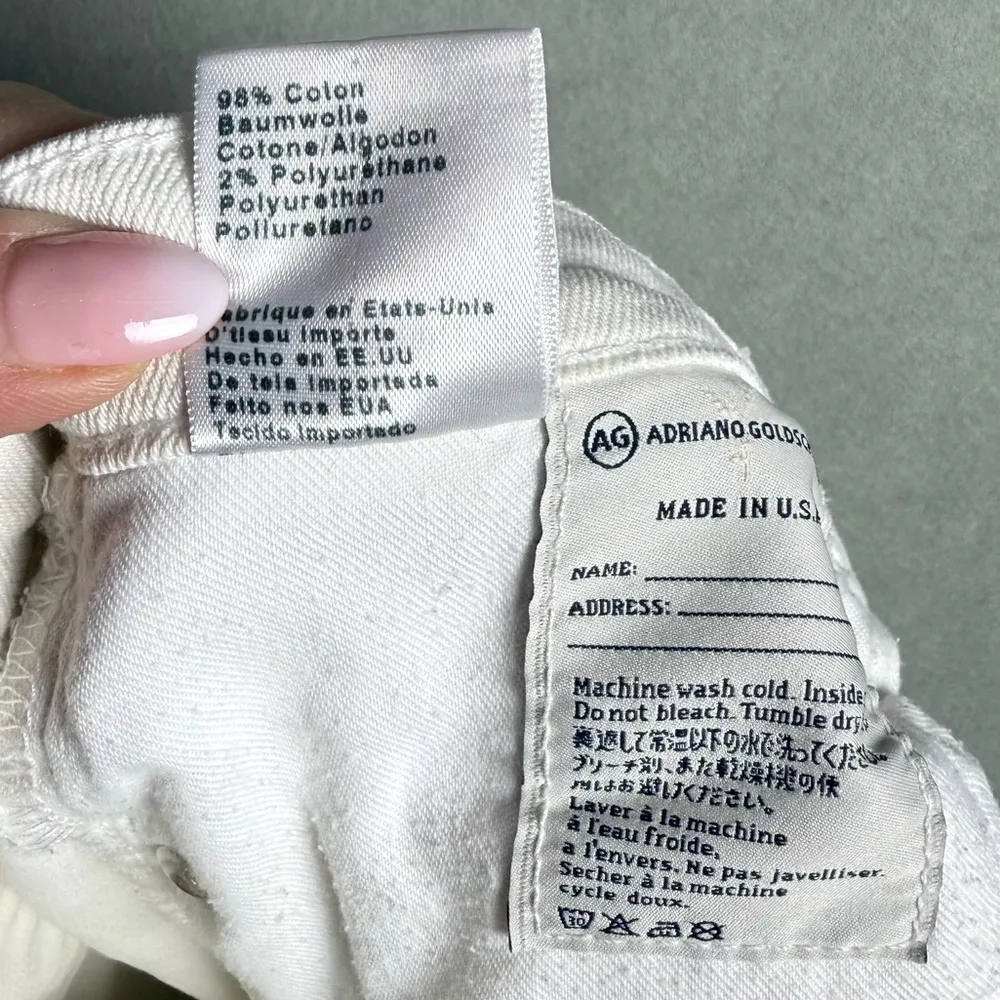 AG Adriano Goldschmied Women's White Jeans The Stilt Roll Up Cigarette Crop 28 - Image 12