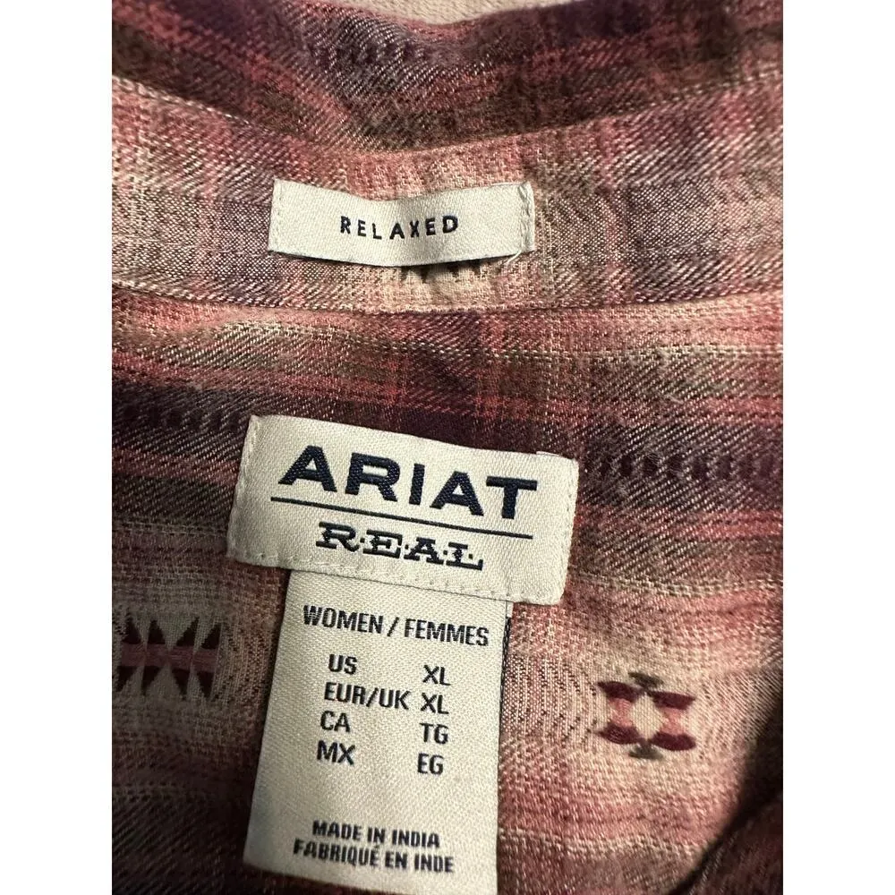 Ariat Real Relaxed Button Down Flannel Women's Size XL Western Cowgirl Patterned - Image 3