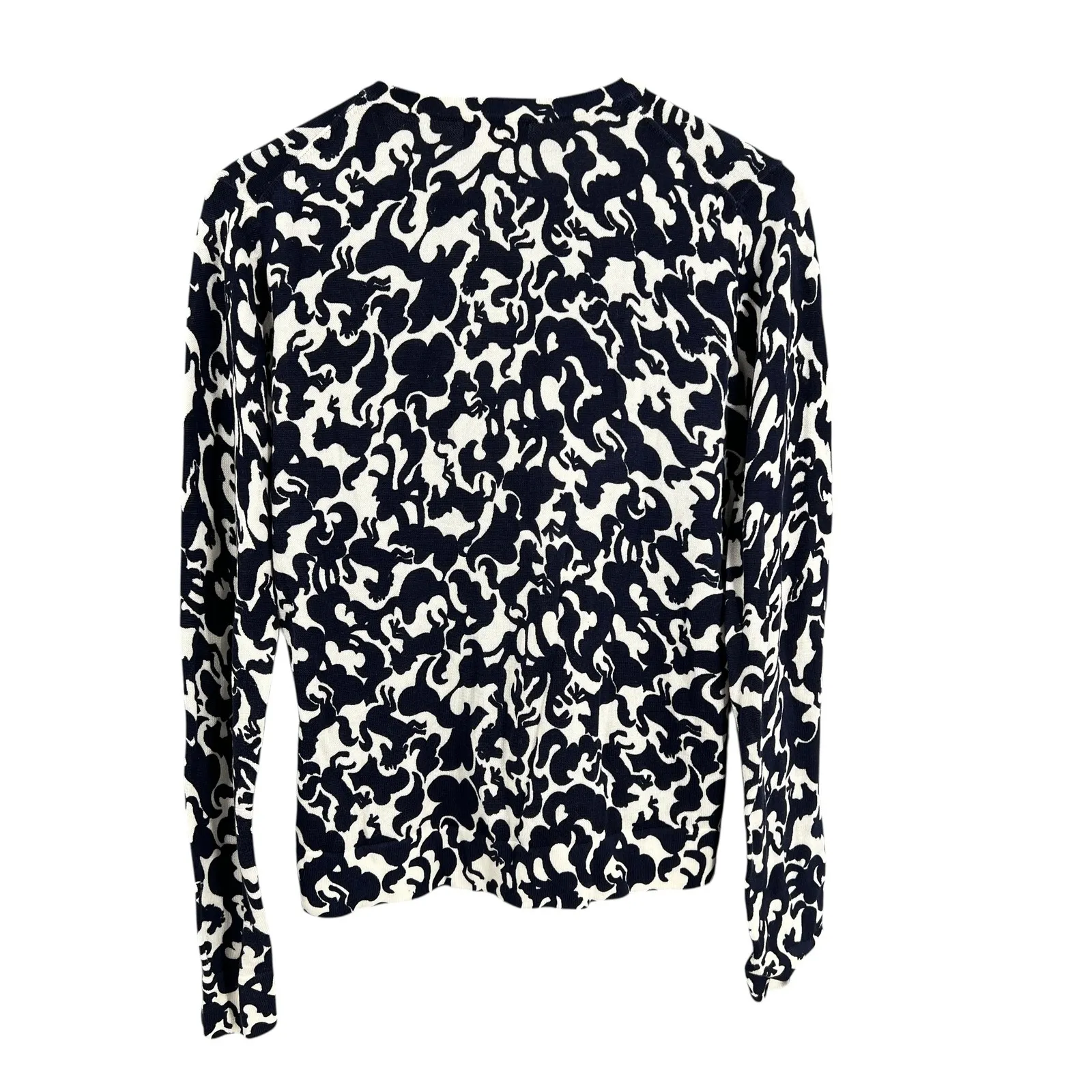 Lilly Pulitzer Horse of Course Cardigan Sweater Navy Blue White Cotton Size Med - Image 2