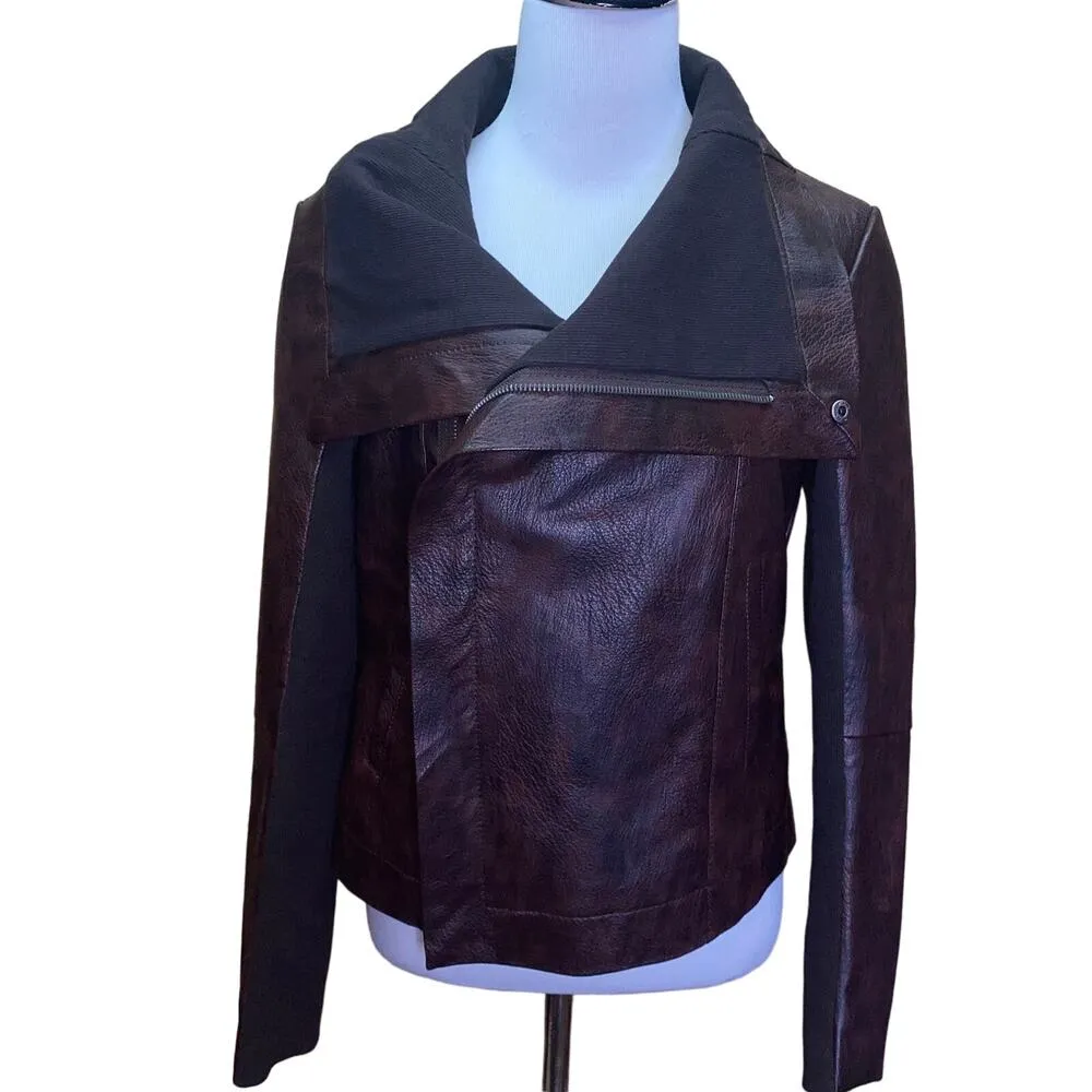 Vigoss Brown Faux Leather Moto Jacket Size Small - Image 2