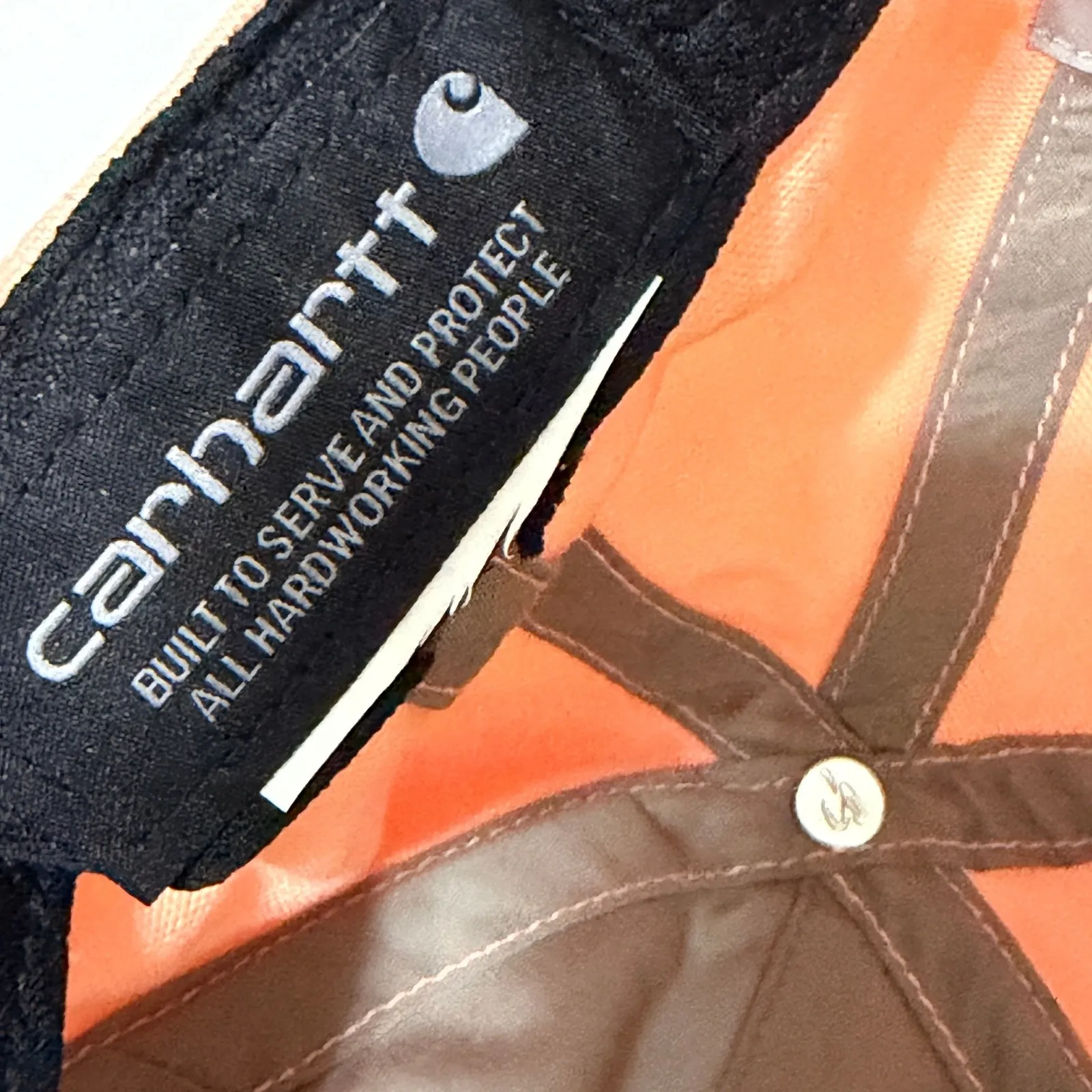Carhartt Baseball Cap Peach Orange Embroidered Logo Adjustable Strap - Image 6