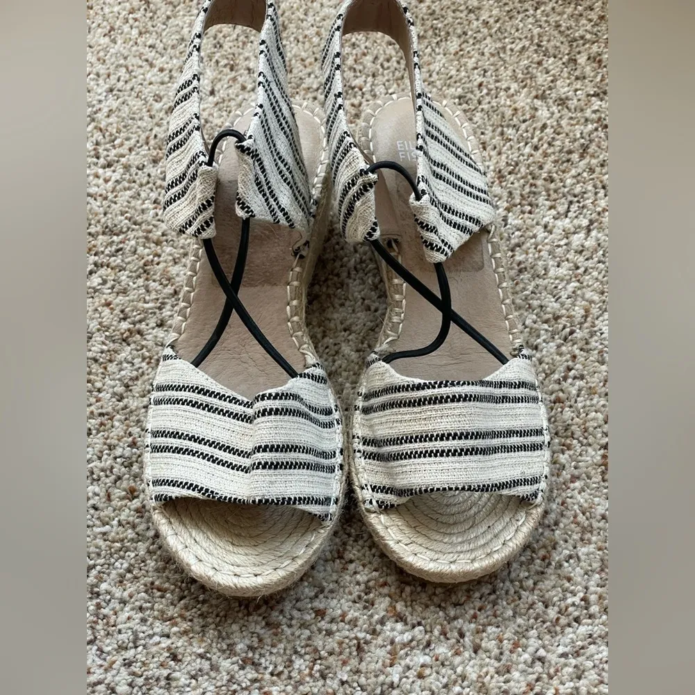 Eileen Fisher Women's Agnes Tan Black Striped Espadrille Wedge NWOT Size 9.5 - Image 12