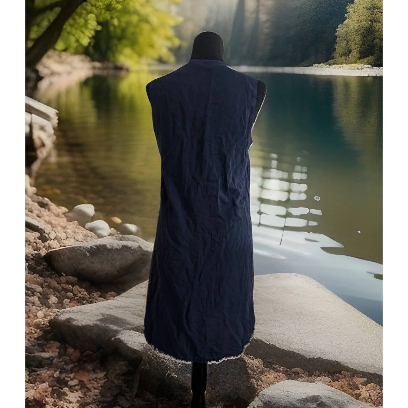 NWT Chic Splendid  V-Neck‎ Tunic Dress Women's S Tencel Fringed Hem BOHO Sweet - Image 5