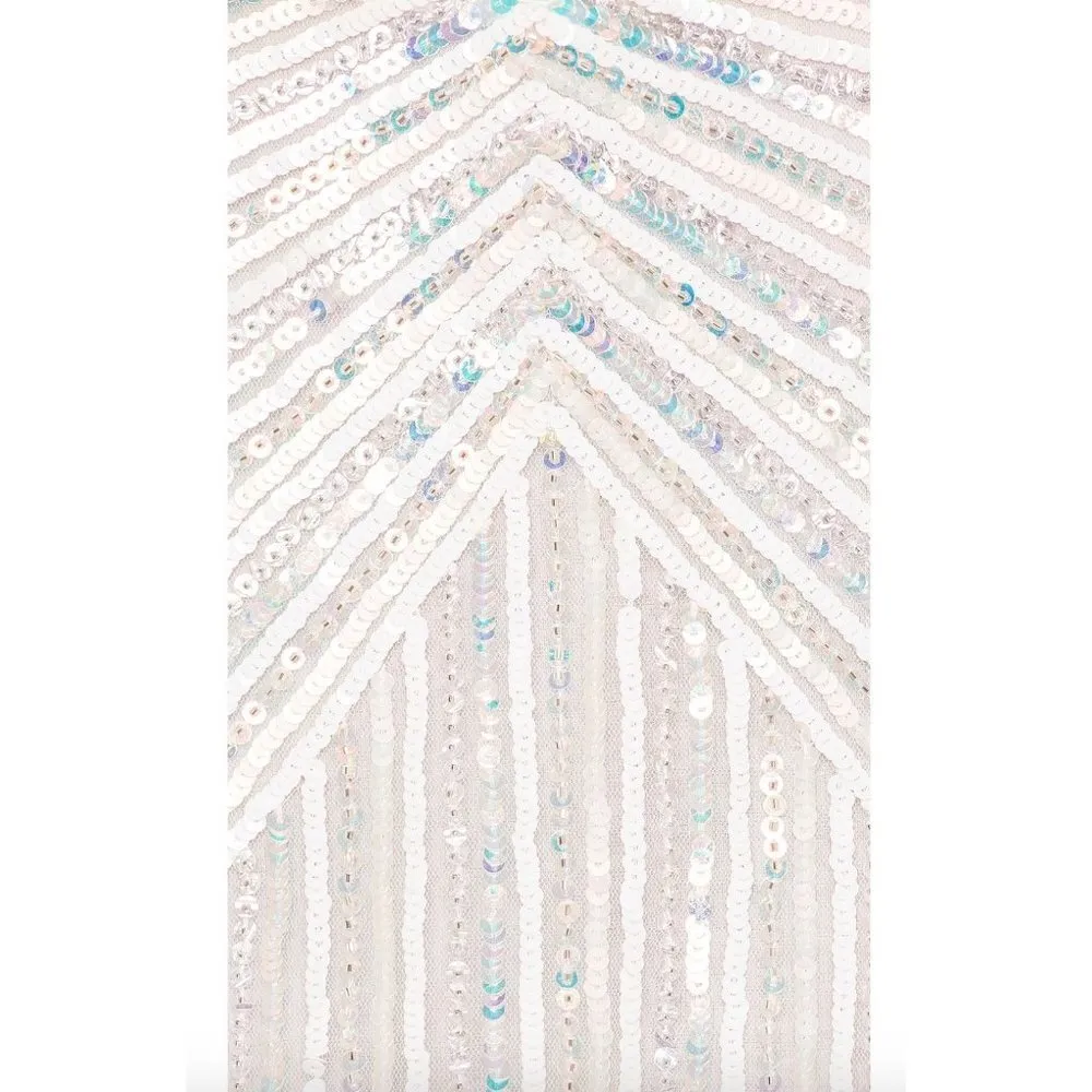 Retrofete Magda Irredescent Sequin Crop White Pearl Womens XL - Image 6