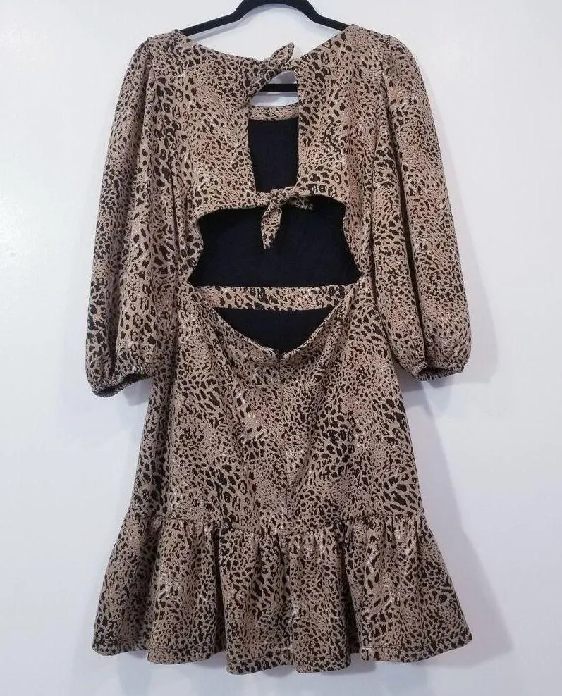 Anthropologie Maeve Women size 10 Textured Knit Cutout Tiered Ruffle Dress - Image 3