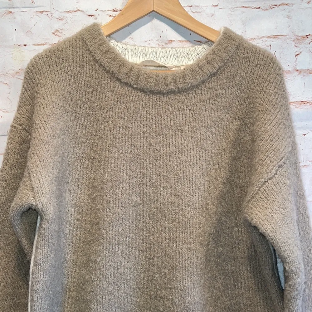 Soft surroundings tundra sweater Color block drop shoulders M oversized tan wool - Image 2