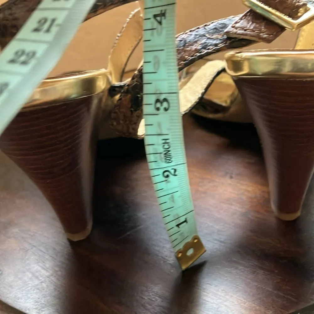 Michael Kors MICHAEL : Black/Brown Snakeskin Strappy Heel Sandal- 9 - Image 7