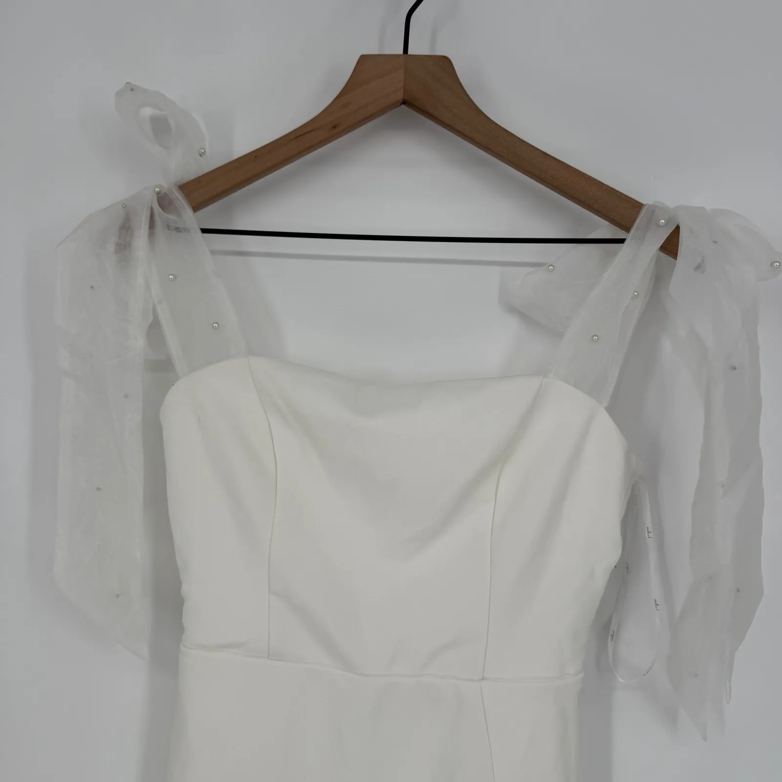 Lulus‎ Beaming Perfection White Pearl Organza Tie-Strap Mini Dress Size S - Image 4