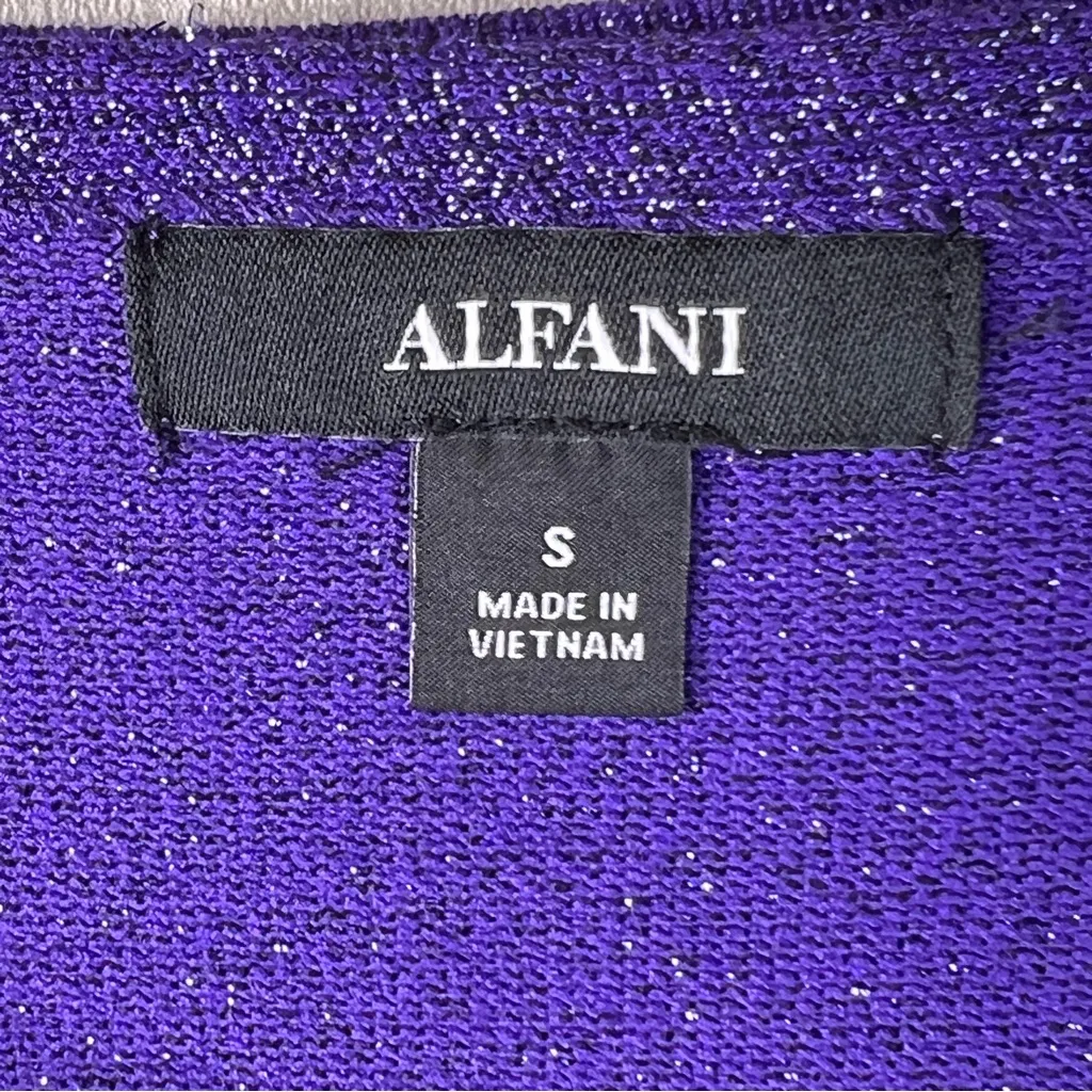 Alfani Size Small Metallic Purple Asymmetrical Pullover Crewneck Knit Sweater - Image 8