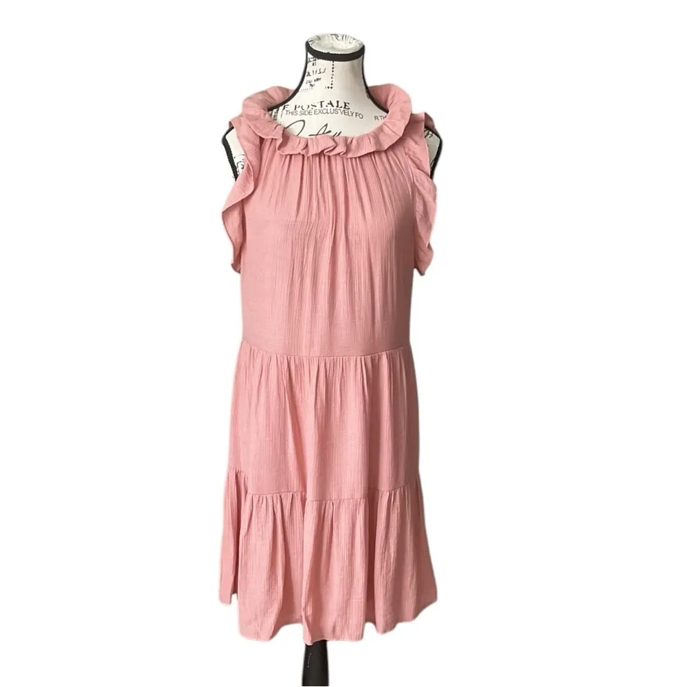 Anthropologie MINE Ruffle and Bow Crinkle Dress Size Large. - Image 3