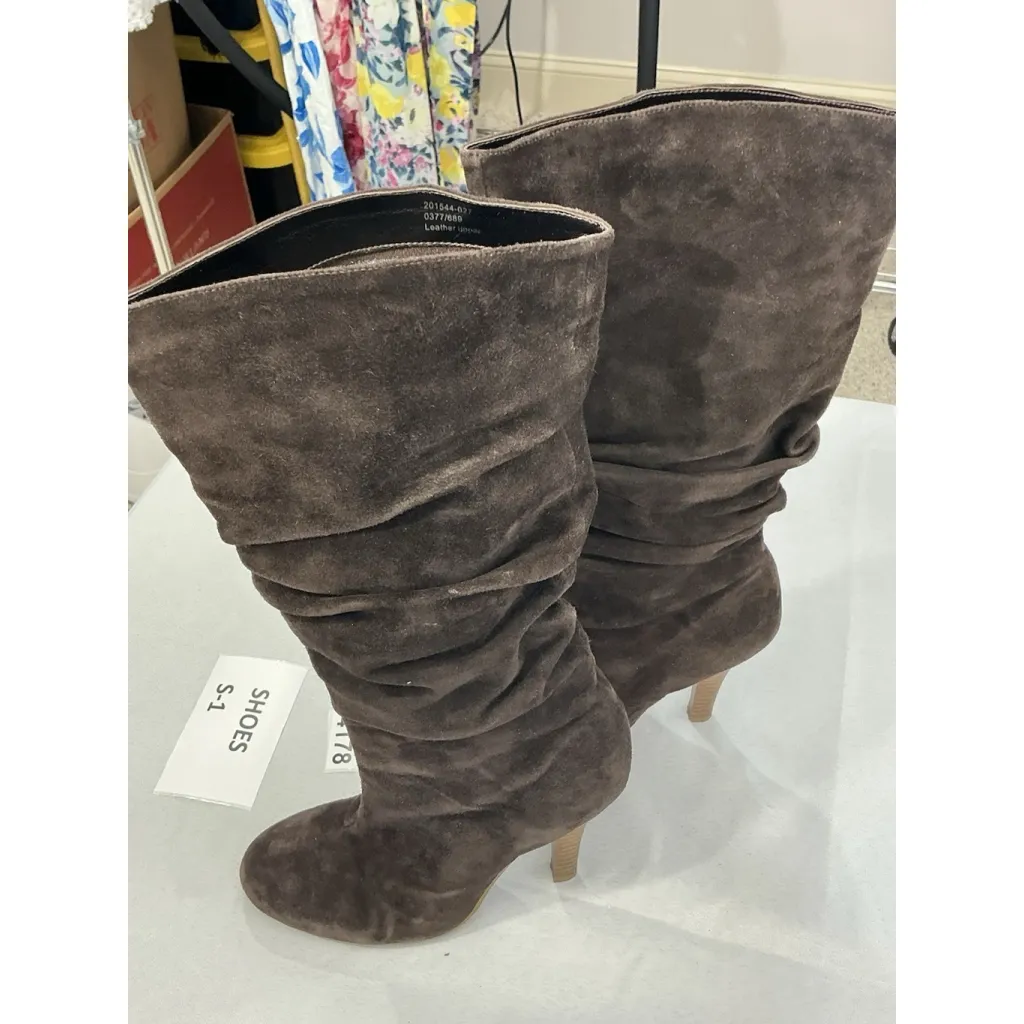Colin Stuart Womans  Knee Length Stiletto Boots 6 Brown Pull On Rushed - Image 3