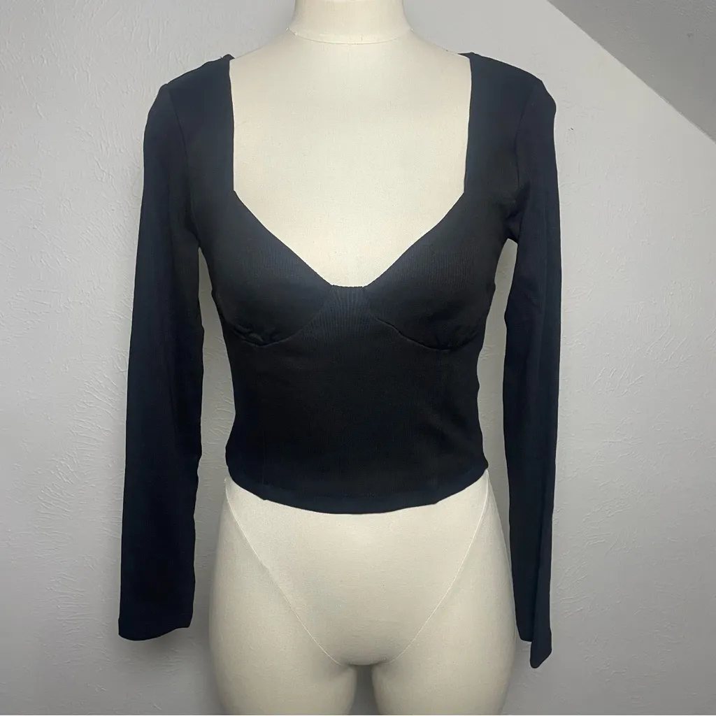 Brave Soul London Liliana Black‎ Square Neck Crop Top NWT Size M - Image 2