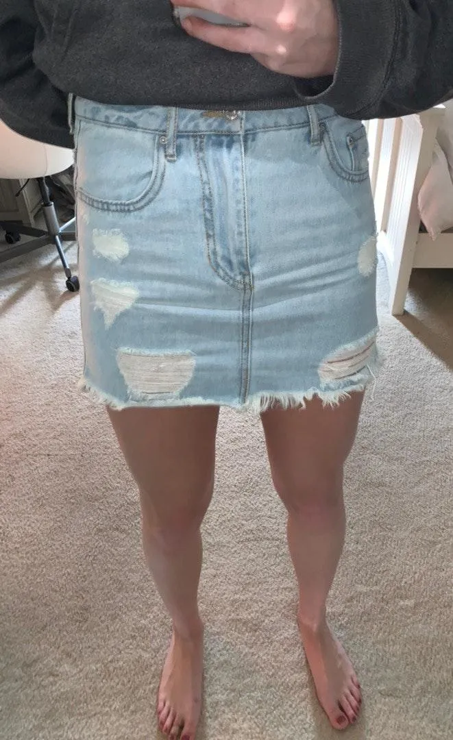 Light Wash Jean Skirt Blue - Image 3