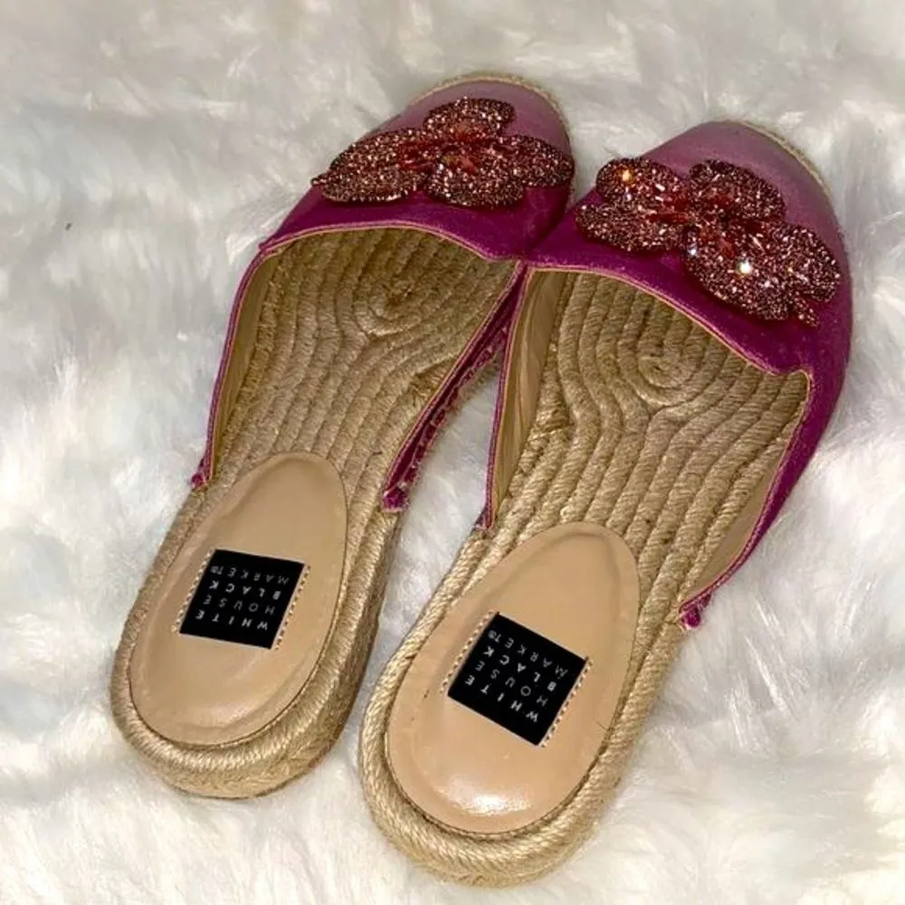 WHBM JEWELE CANVAS OMBRÉ ESPADRILLE SLIDES 7 A20 - Image 4