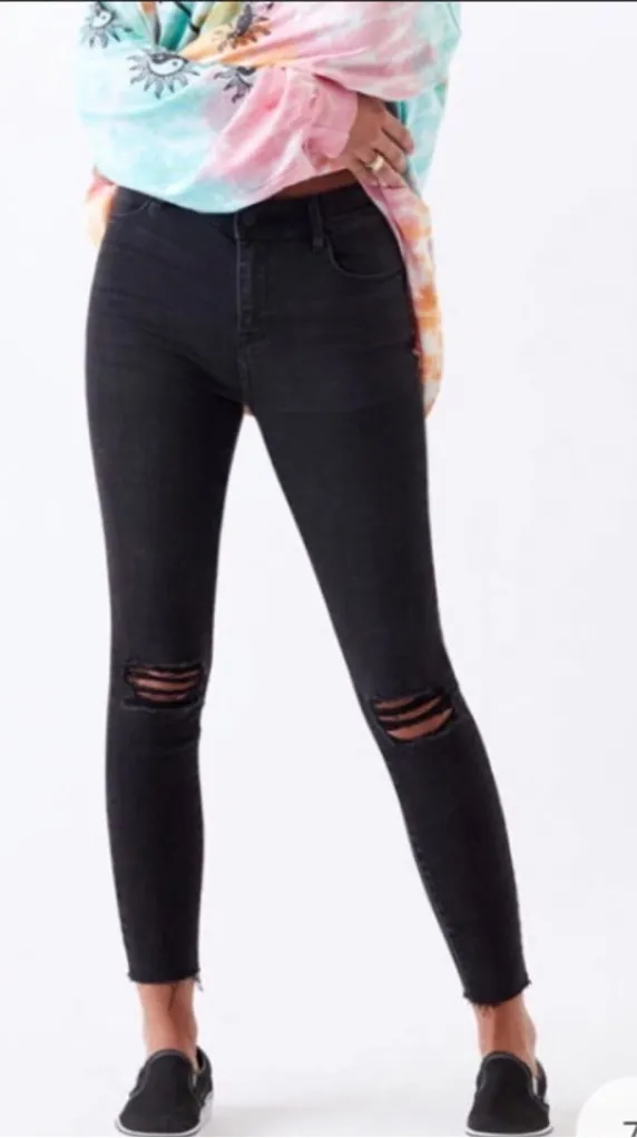 Pacsun Black Distressed High Rise Skinny Jean Jeggings - Image 1