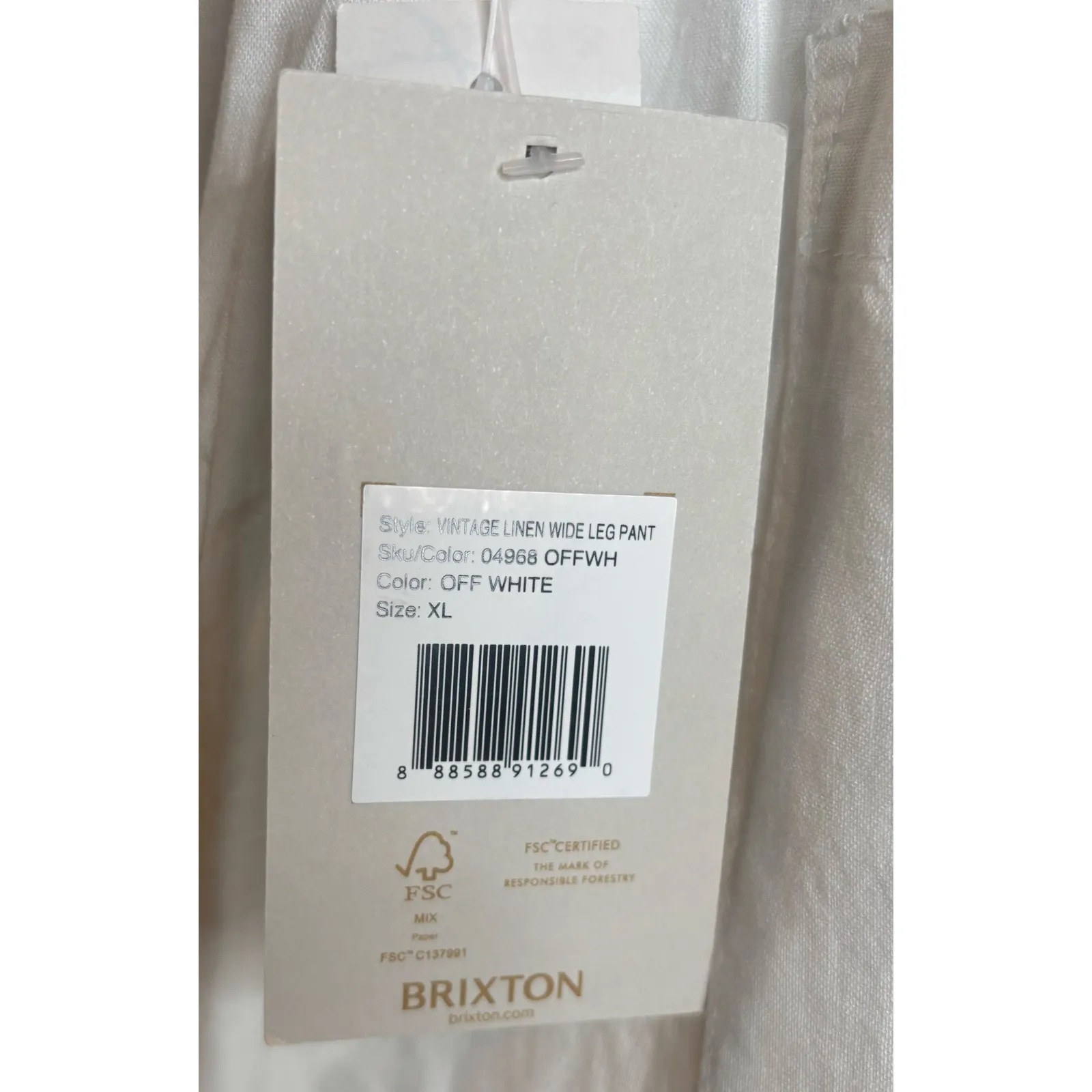 Brixton Linen Blend Wide Leg Pant Size XL NWT White - Image 6