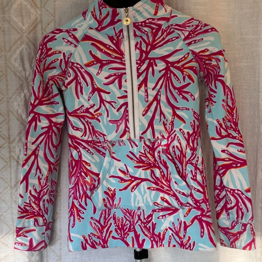 🔥Lily Pulitzer Skipper Popover Underwater Escape. 3/4 zip coral design. - Image 7