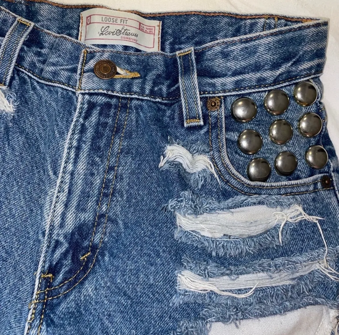 Rare Vintage LEVI’S / RUNWAYDREAMZ Studded Cutoff Jean Shorts - Image 3