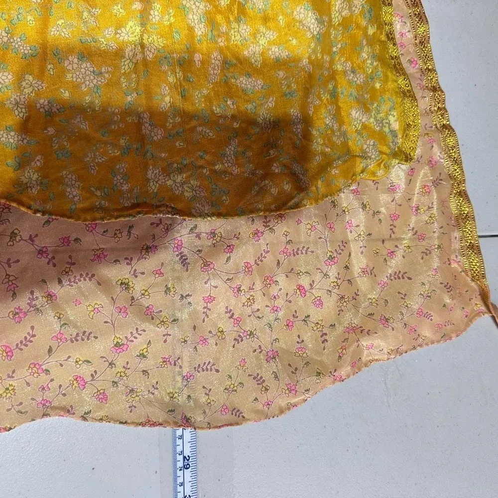 Mexicali Blues Floral Mixed Print Silk Blend Wrap MIDI Skirt Cottagecore Boho OS - Image 14
