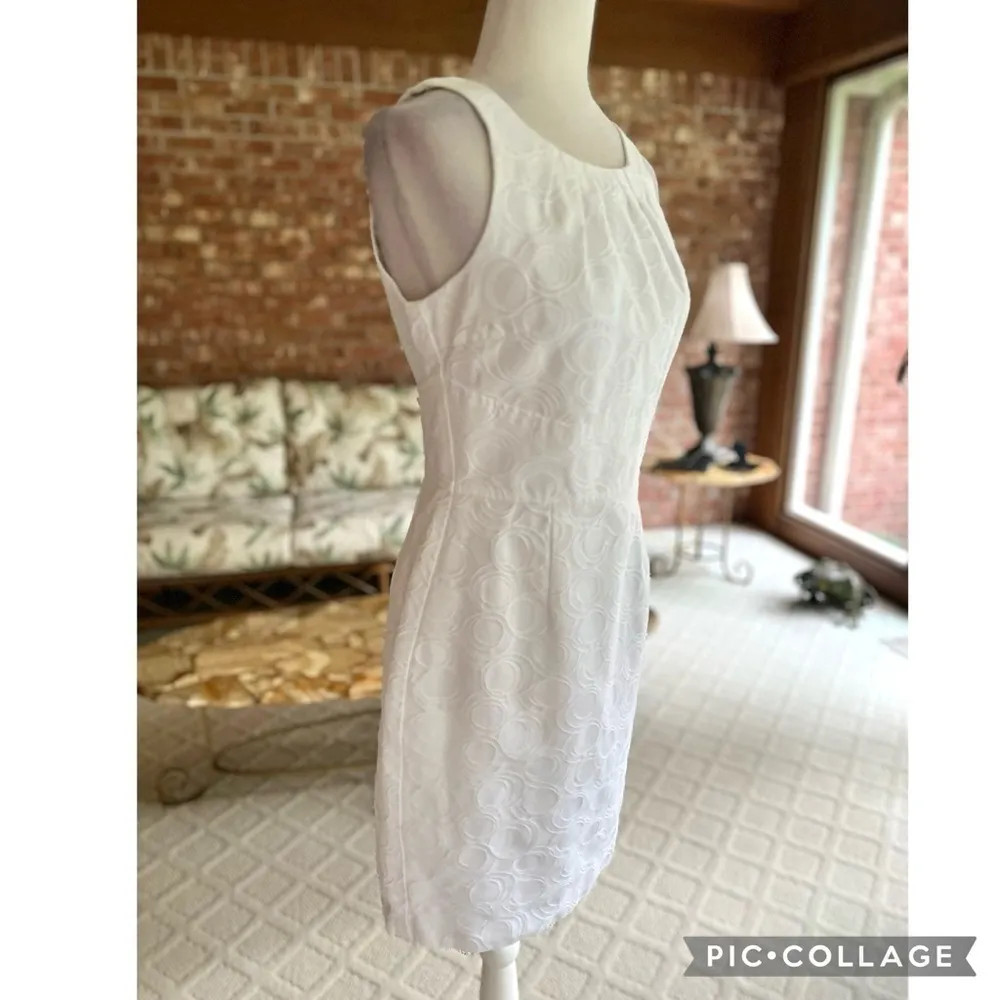 WHBM Dress Mini Textured Pintuck Neck Sleeveless White 6 Cocktail Brunch - Image 12