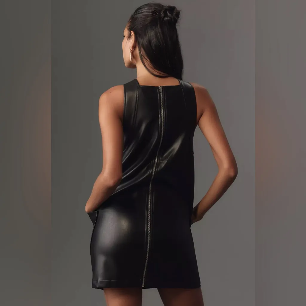 Maeve Sleeveless Faux-Leather Shift Mini Dress - Image 2