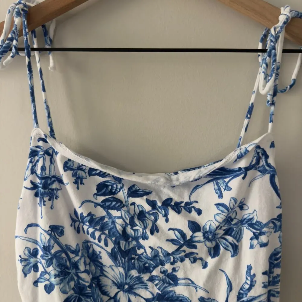 Maeve Anthropologie Ruched Side Tie Bow Spaghetti Strap Tank Floral Bee Bird S - Image 4