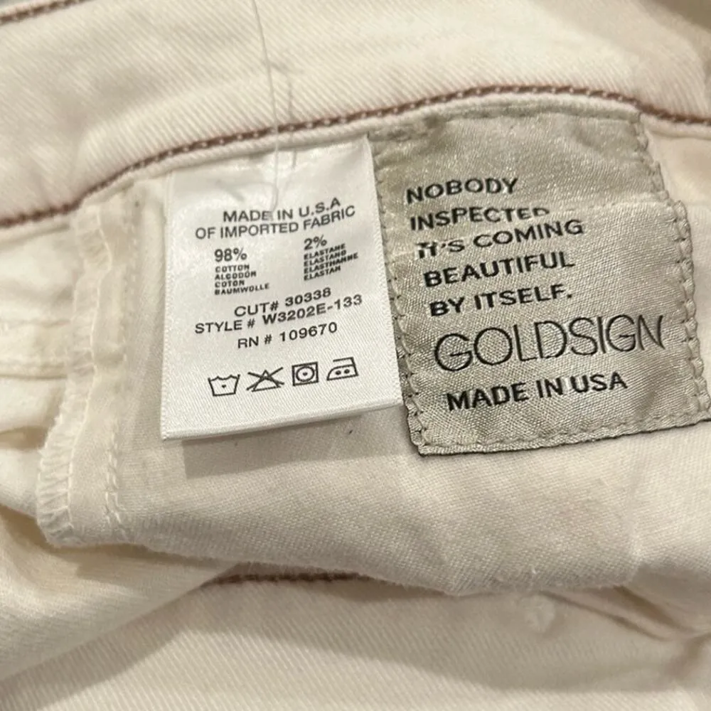 Goldsign by J Crew Straight Leg Ivory Cream Denim Jeans Size 28 - Image 4