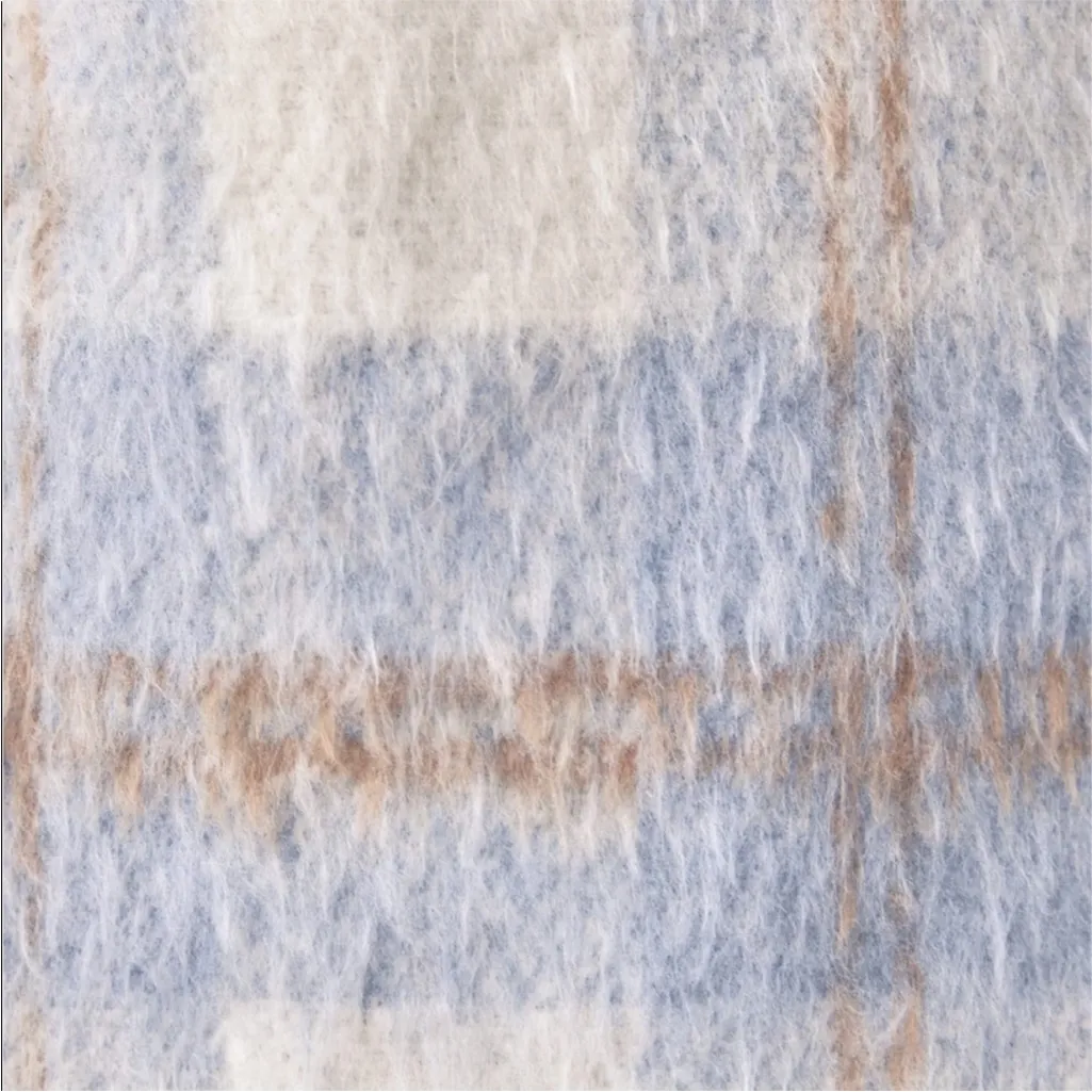 Reformation Ainslie Blue Plaid Wool Shacket Coat Button Front Womens Size S - Image 3