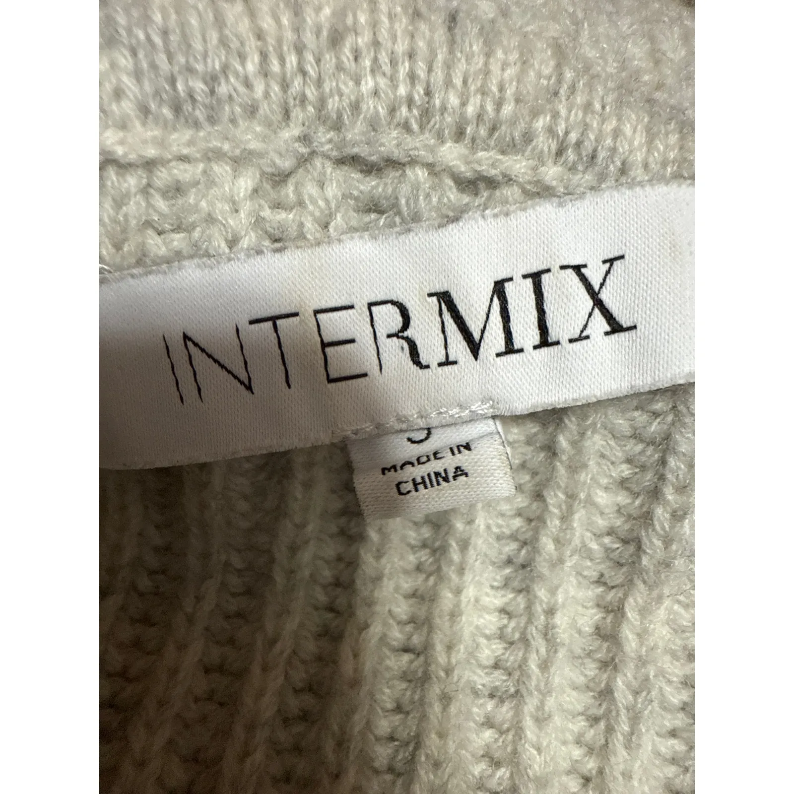 Intermix Wool Cashmere Beige Tan Rib Knit Fringe Hooded Long Sleeve Sweater Sz S - Image 3