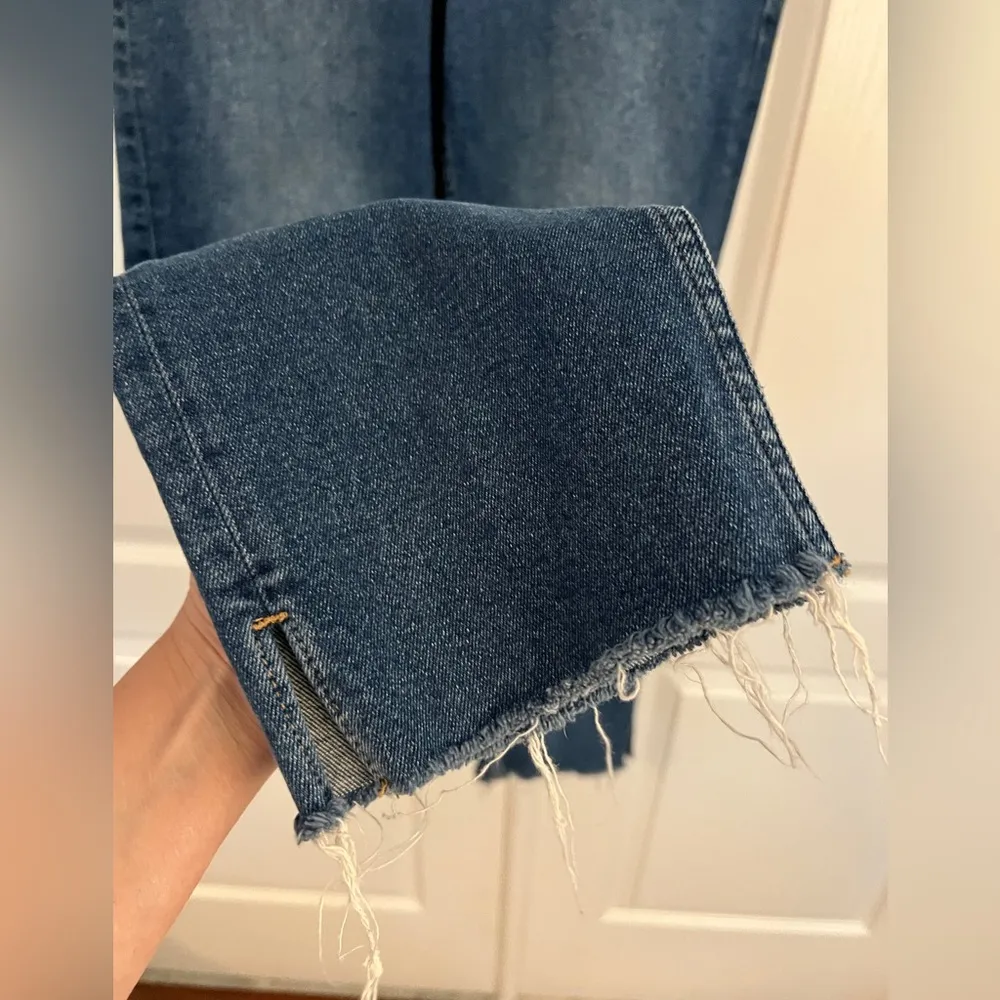 ZARA 6 Straight Leg Raw Hem Blue Jeans - Image 2