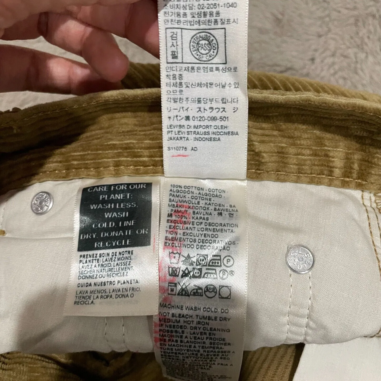 NWT Levi’s women corduroy 29x30 olive green jeans pants‎ straight leg school Y2K - Image 5