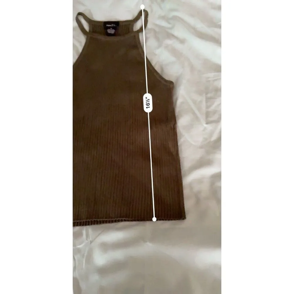 Rue 21 Top Juniors Medium Green Polyester Blend Sleeveless Ribbed Tank Top - Image 5