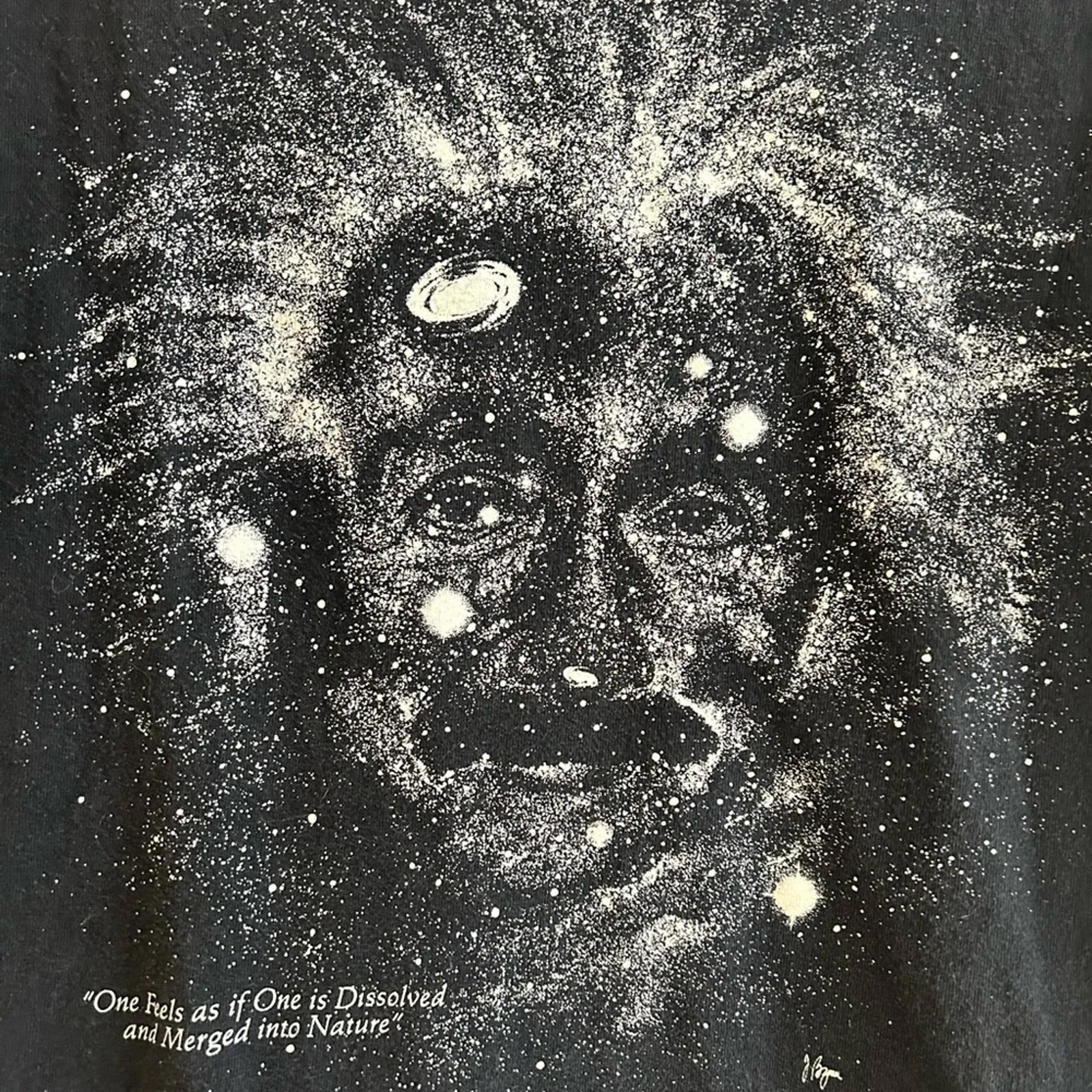 Vintage 1993 Albert Einstein Glow in the dark Galaxy Graphic T Shirt Size Medium Black - Image 2