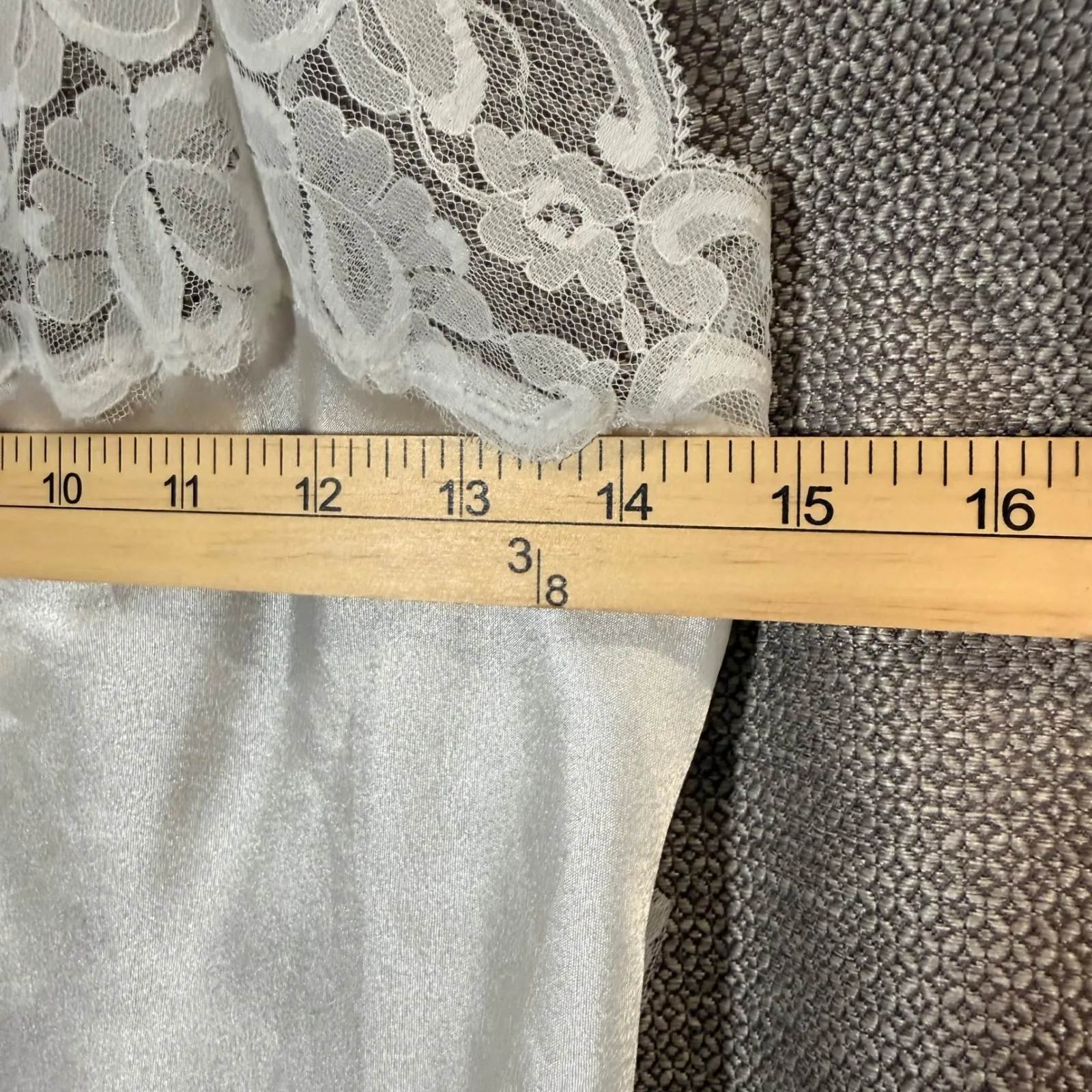 Vintage White Lace Trim Slip Dress Maxi Nightgown Small Union Made in the USA - Image 7