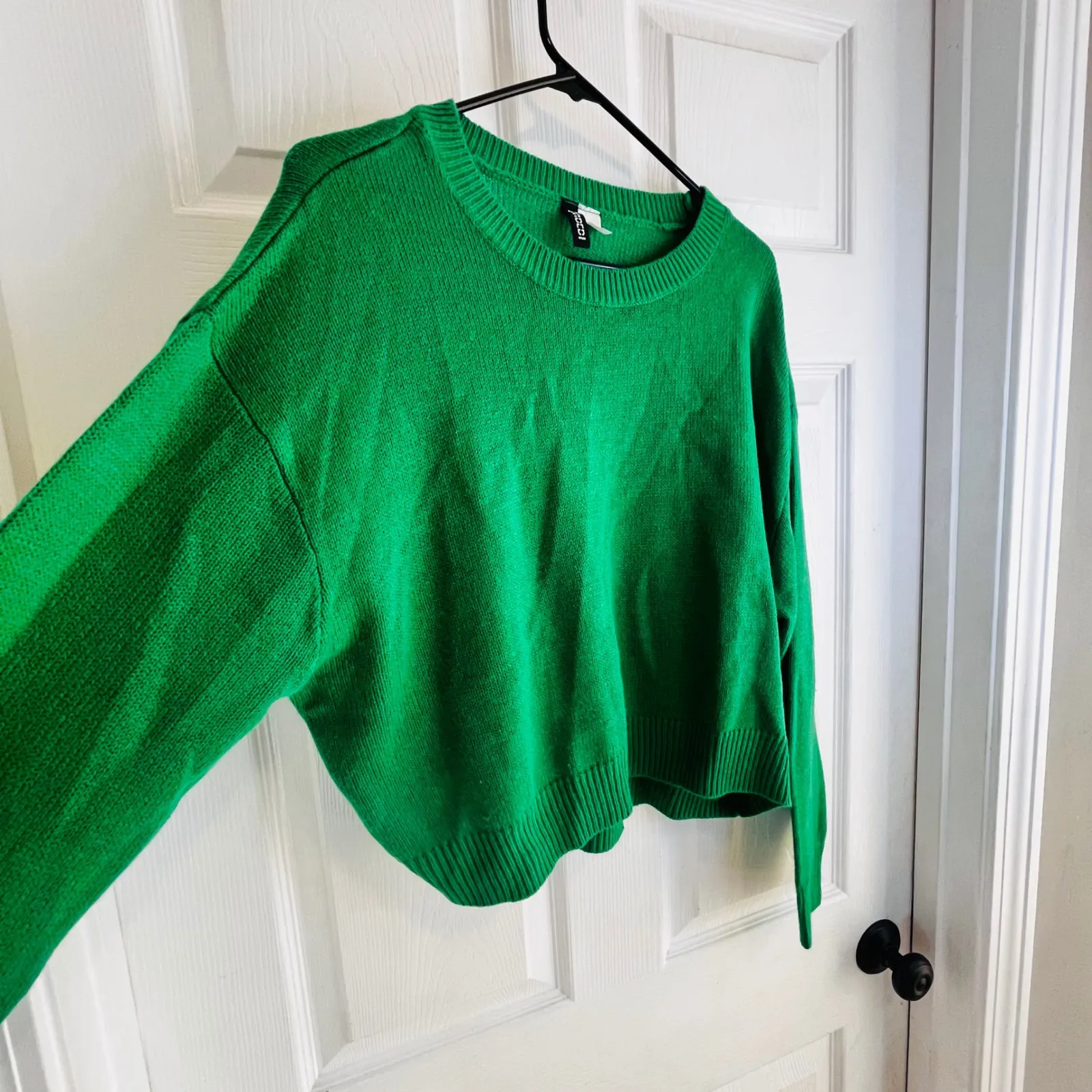 H&M Divided Sweaters Green & Black Mock Neck Cropped Knit Sweater Size M Size M - Image 8