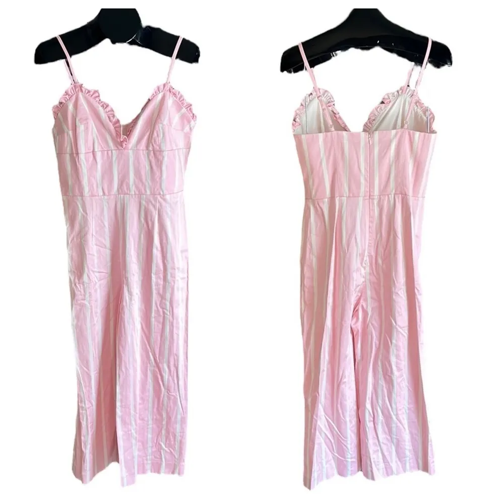 Gianni Bini Pink and White‎ Sarah Striped Jumpsuit Cropped Wide Leg. - Image 6