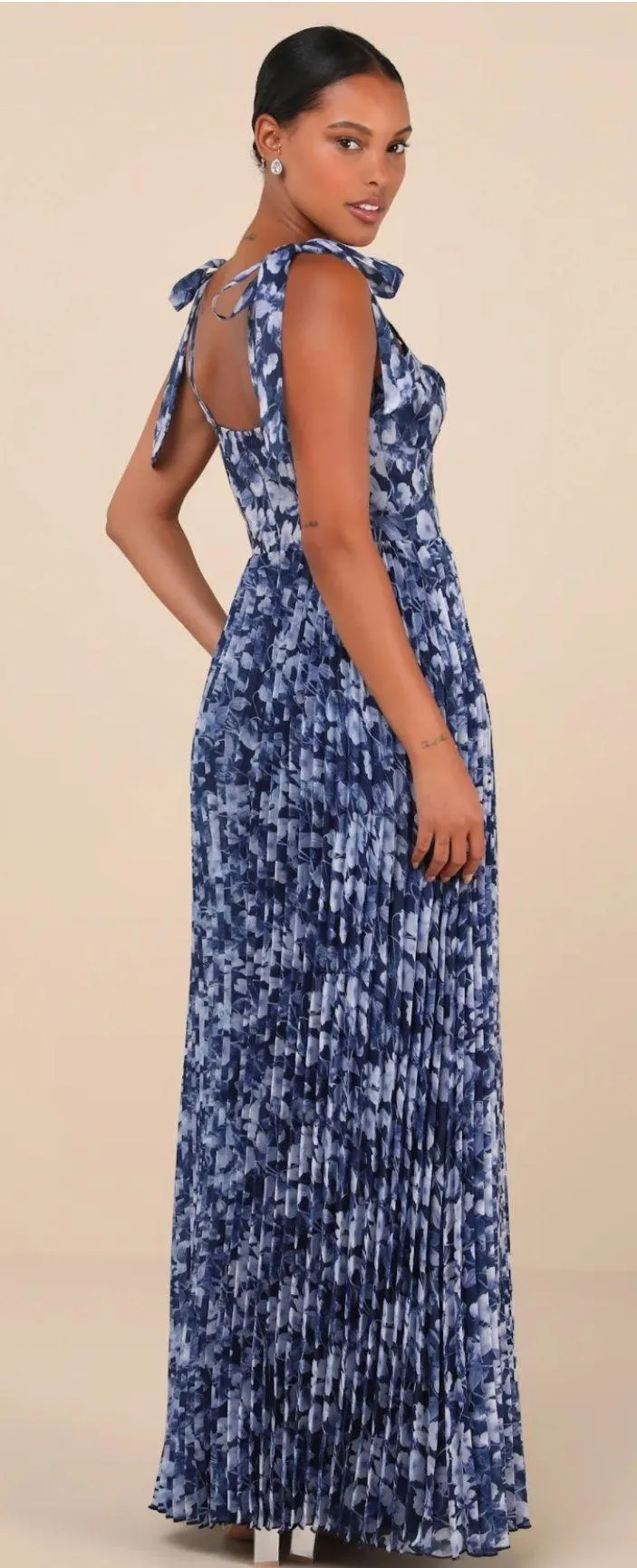 Navy Blue Floral Dress - Image 2