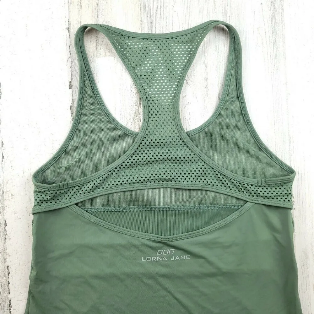 Lorna Jane e Running Yoga Tank Top Olive Green EUC - Image 6