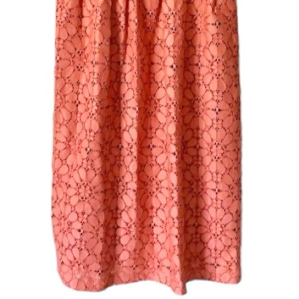 Zara Coral Lace Eyelet Dress - Image 4