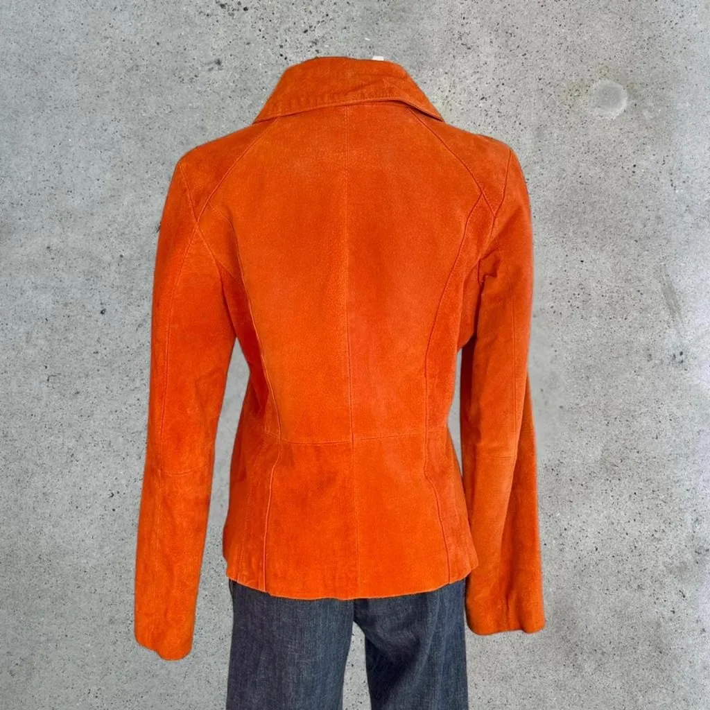 Vintage orange suede leather jacket Size M - Image 5