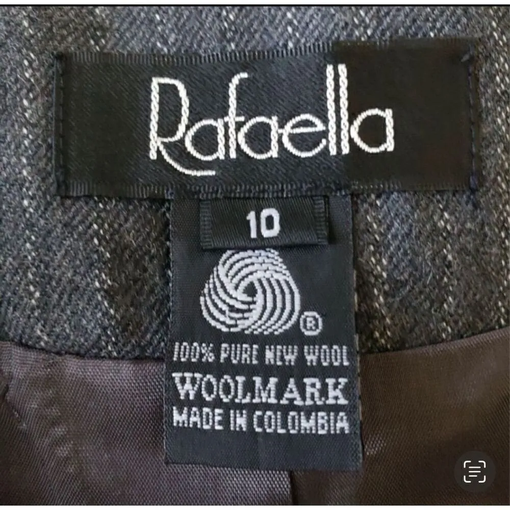 Vintage Rafaella Grey Wool Zipper Front Sheath Dress Size 10 Sleeveless Formal - Image 7