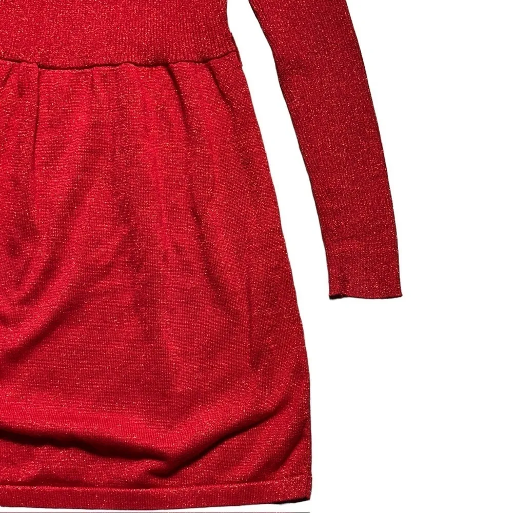 Free People Red Shimmer Mock Neck Sweater Dress | U.S. Woman’s XSmall - Image 6