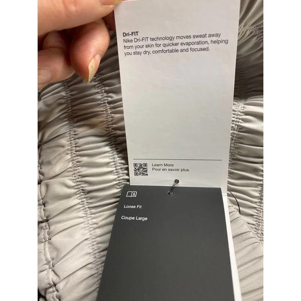 Nike Women's XS High Waist Loose Fit Training Shorts Light Gray Athletic Gym NWT - Image 5