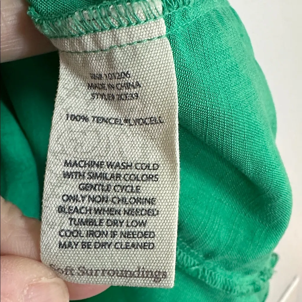 Soft Surroundings Kelly Green Tencel Shirt Short Sleeve Lyocell Tunic St Patrick - Image 4