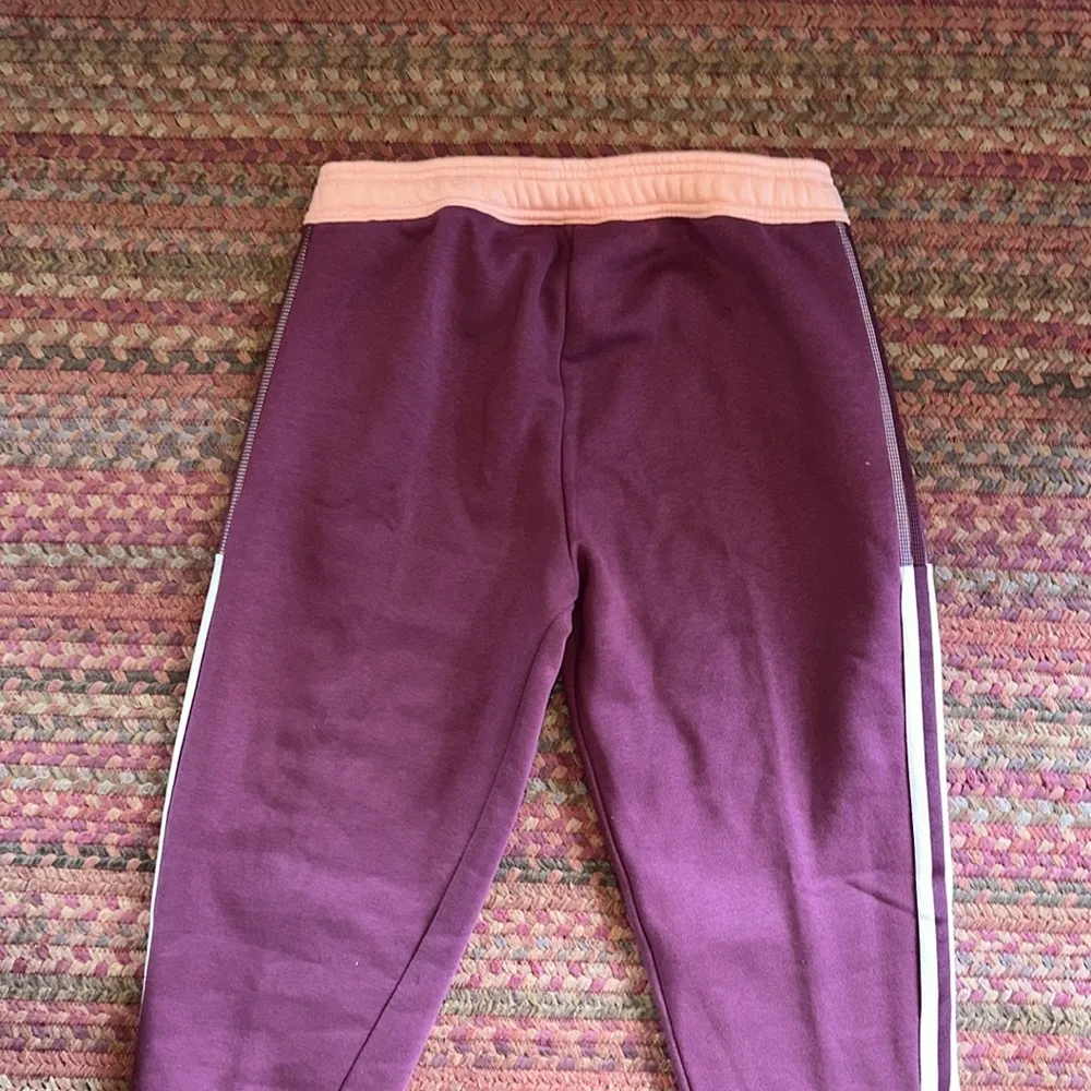NWOT ADIDAS MAROON & PINK CLASSIC STRIPE SWEATPANTS JOGGERS LOUNGE - Image 7