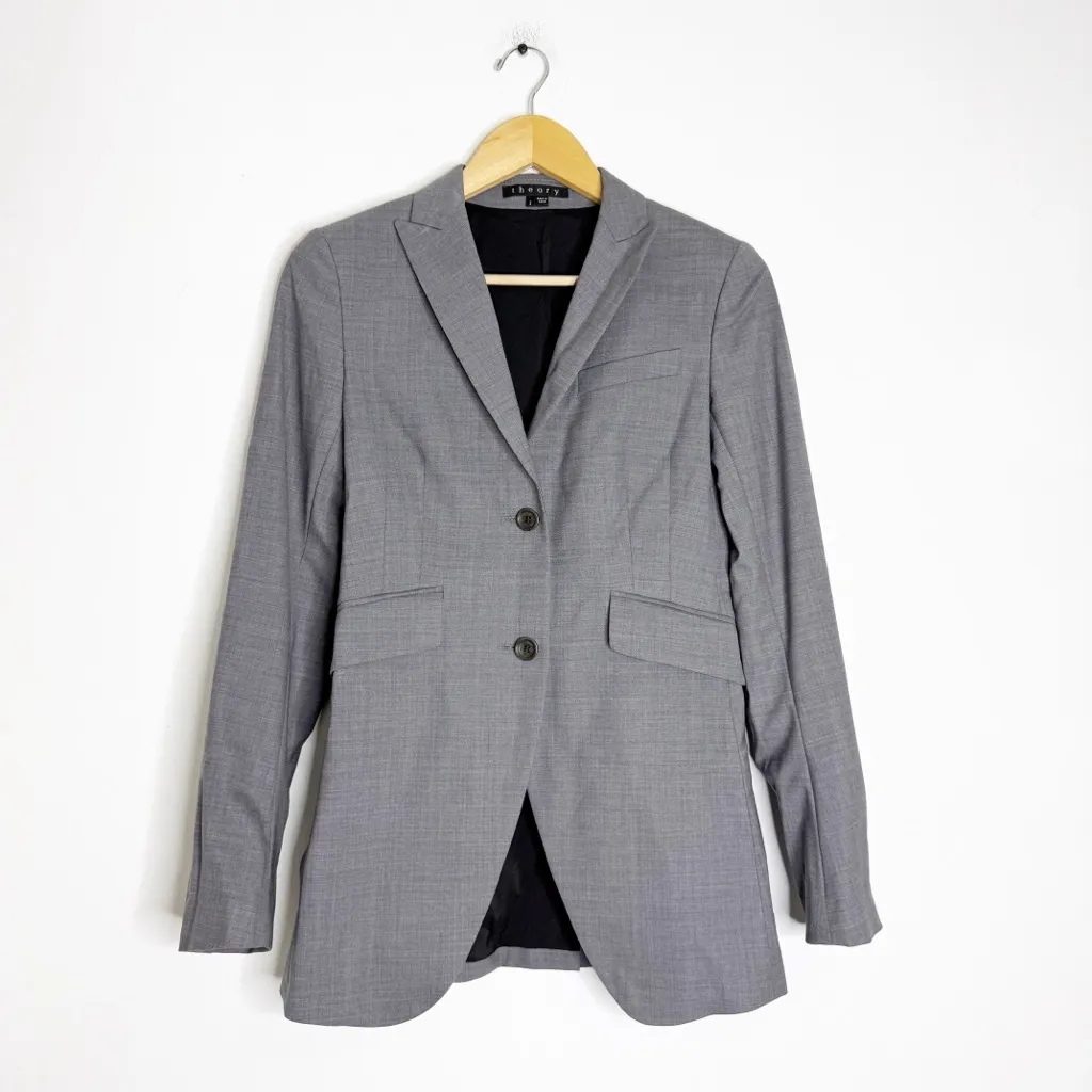 Theory Women’s Anorie II Broadway Gray Wool Blend Blazer Size 2 - Image 5
