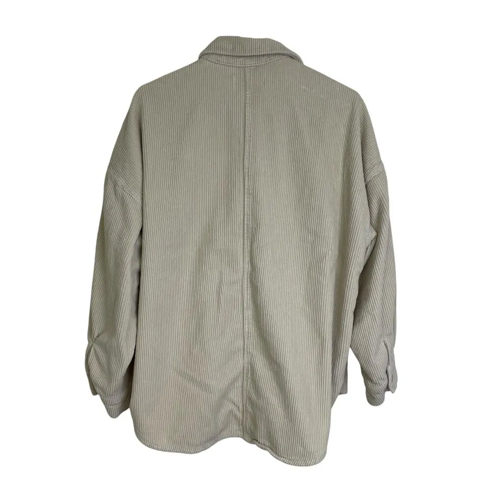 Reformation Womens Size XS Jennings Corduroy Shacket Button Up Long Sleeve Beige - Image 2