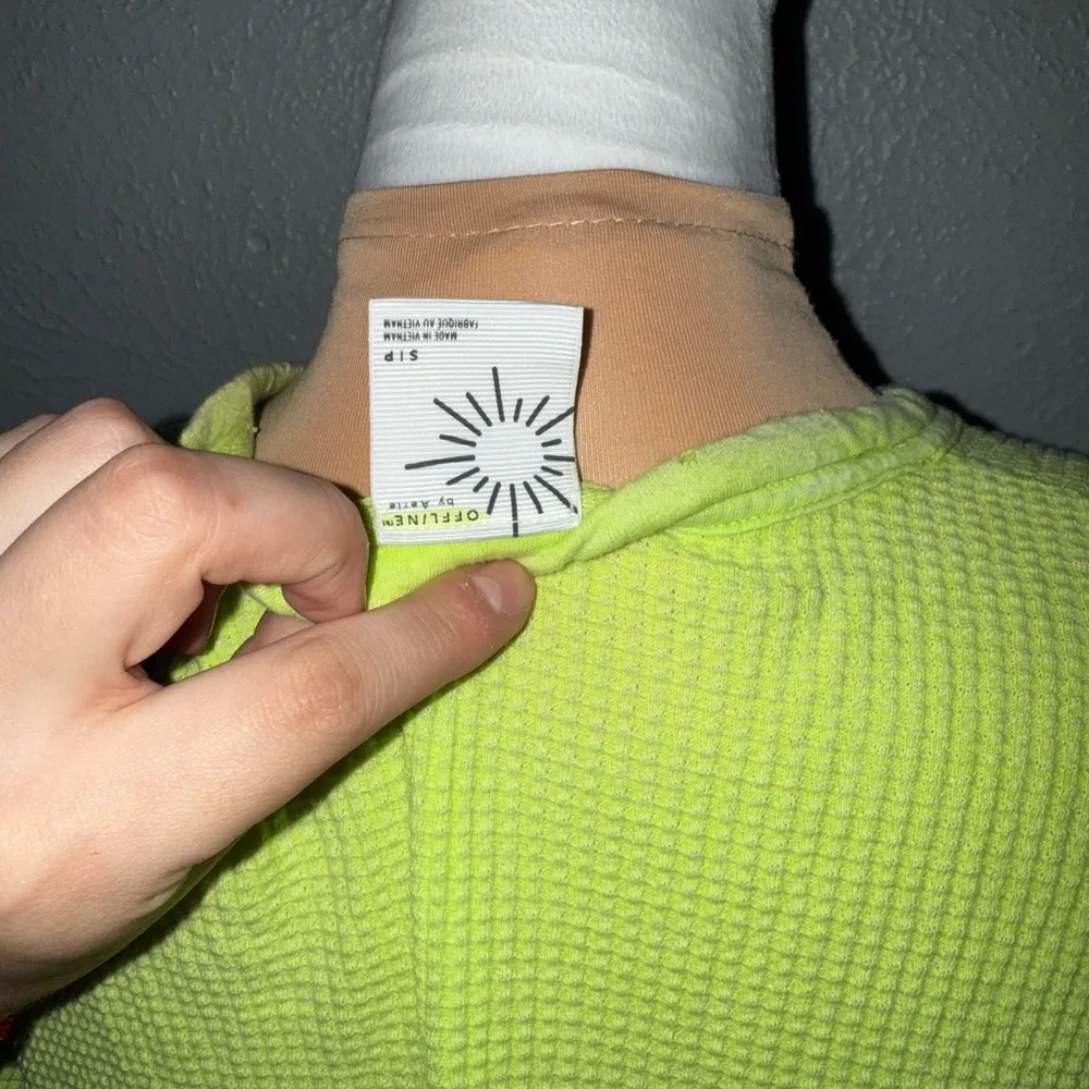 Aerie Neon Green Waffle Knit Sweater - Image 3